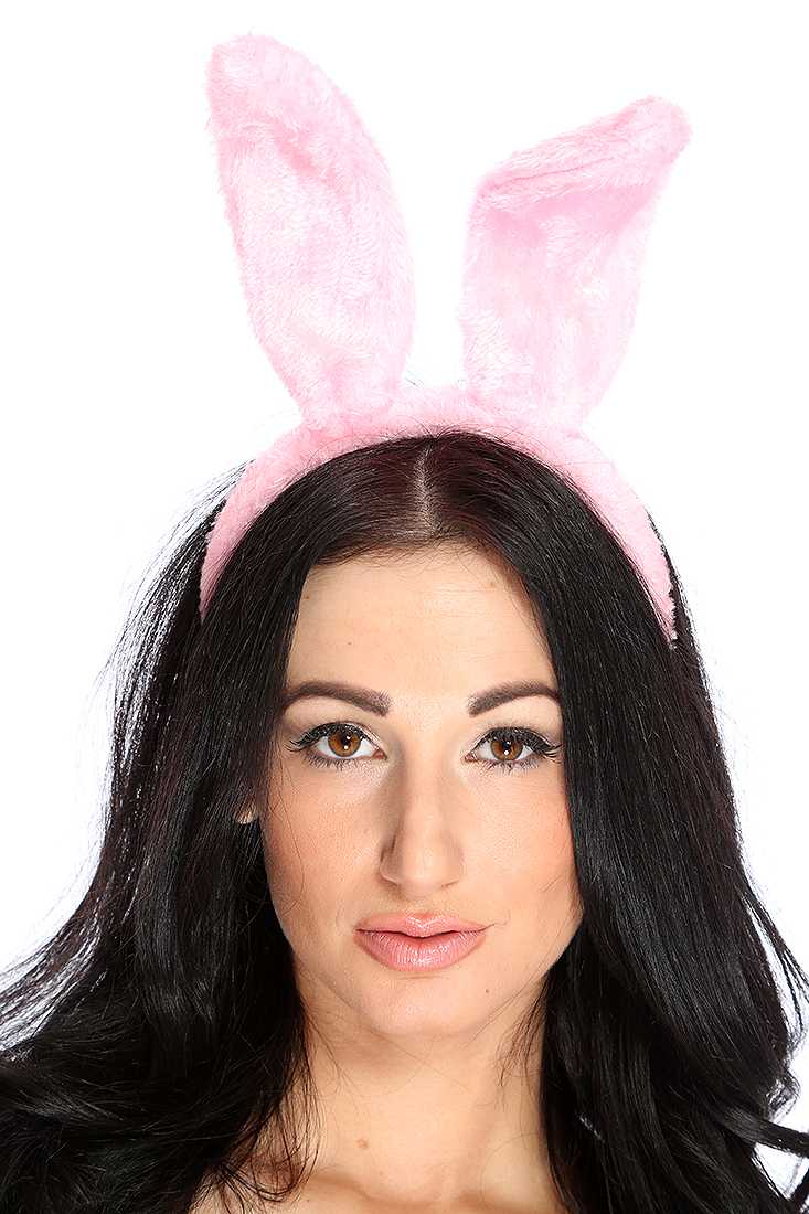 1 PC Light Pink Cuddle Faux Fur Bunny Ear Headband