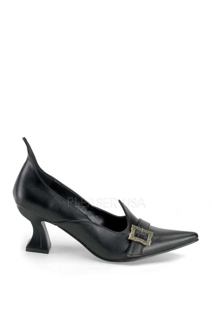Black Witch Pump High Heels Faux Leather
