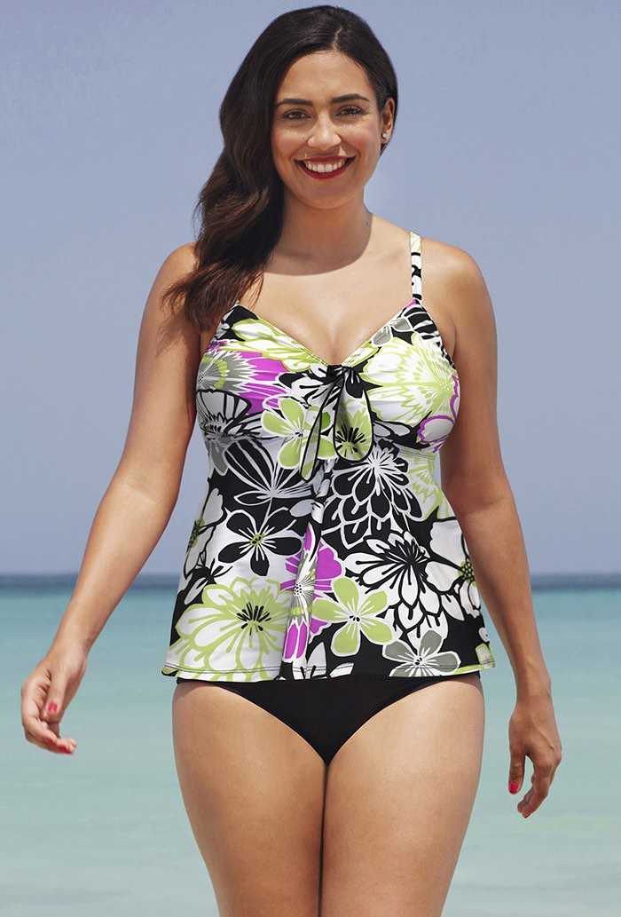 Shore Club Limeaide Tie-Front Tankini