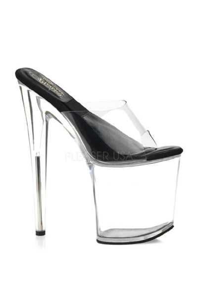 Clear Black Slip On Platform High Heels