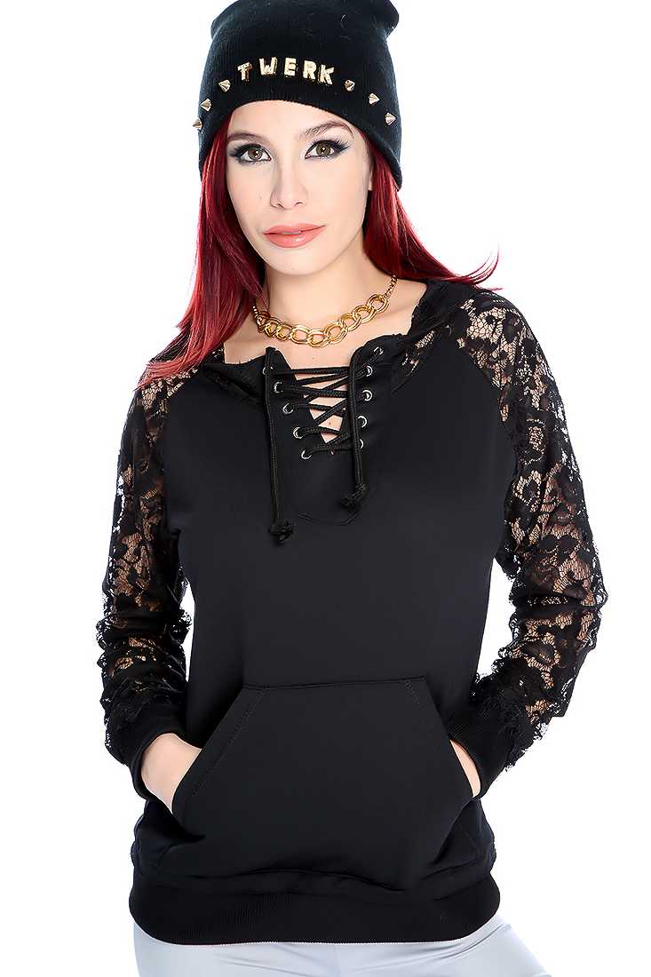 Black Floral Lave Long Sleeve Sweater
