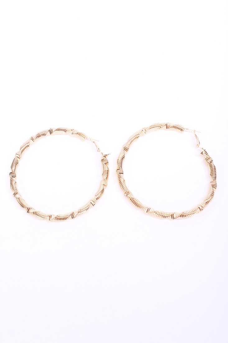 Gold Twisted Spring Hoop Earrings