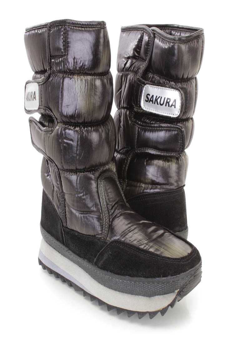 Khaki Quilted Traction Sole Snow Boots Nylon