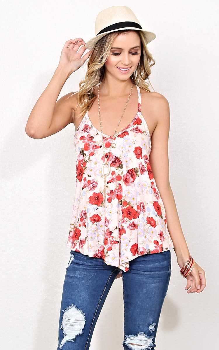 Madison Garden Knit Necklace Tank - - Ivory Combo in Size by Styles For Less
