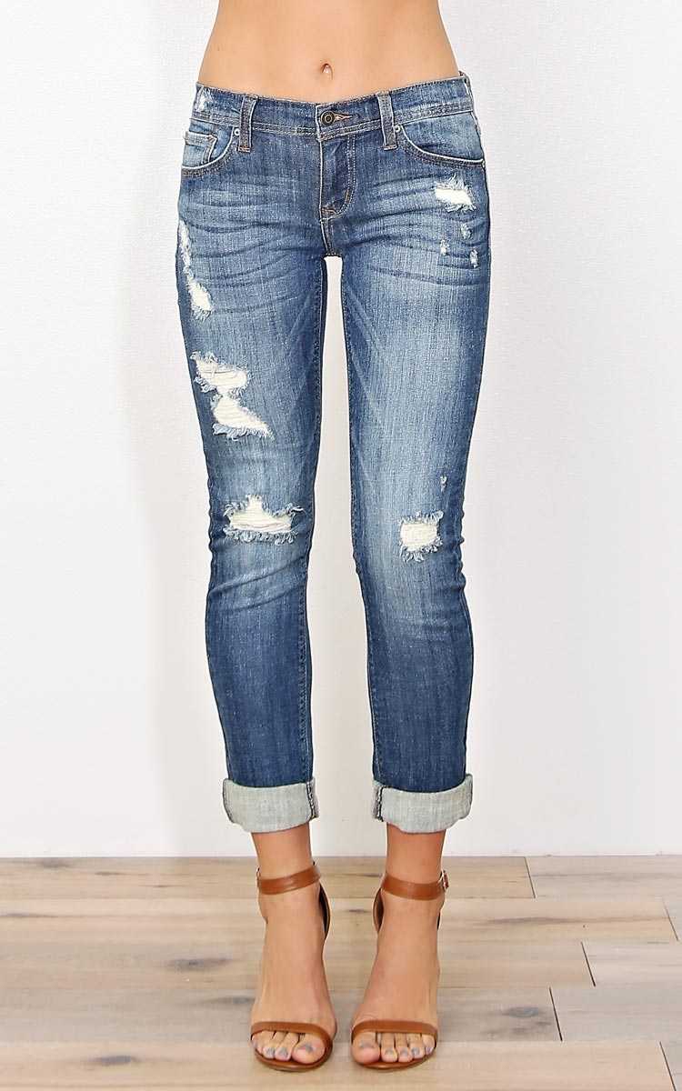 Eunina Kim Distressed Skinny Jeans - Med Destroyed in Size by Styles For Less