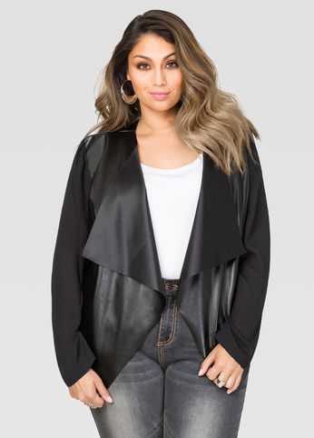 Sheer Sleeve Faux Leather Jacket