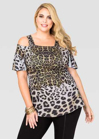 Leopard Cold Shoulder Tee