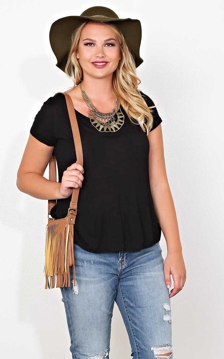 Plus Size Ryanne Burnout Tee - Black in Size by Styles For Less