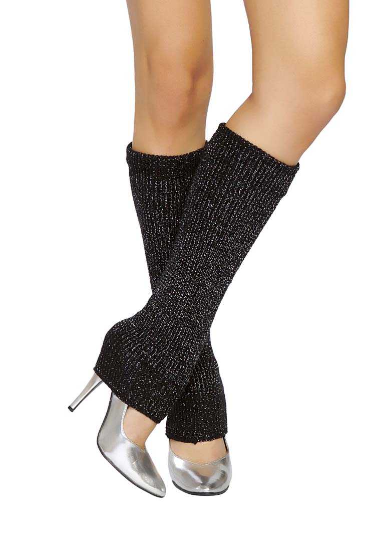 Black Silver Sparking Leg Warmers