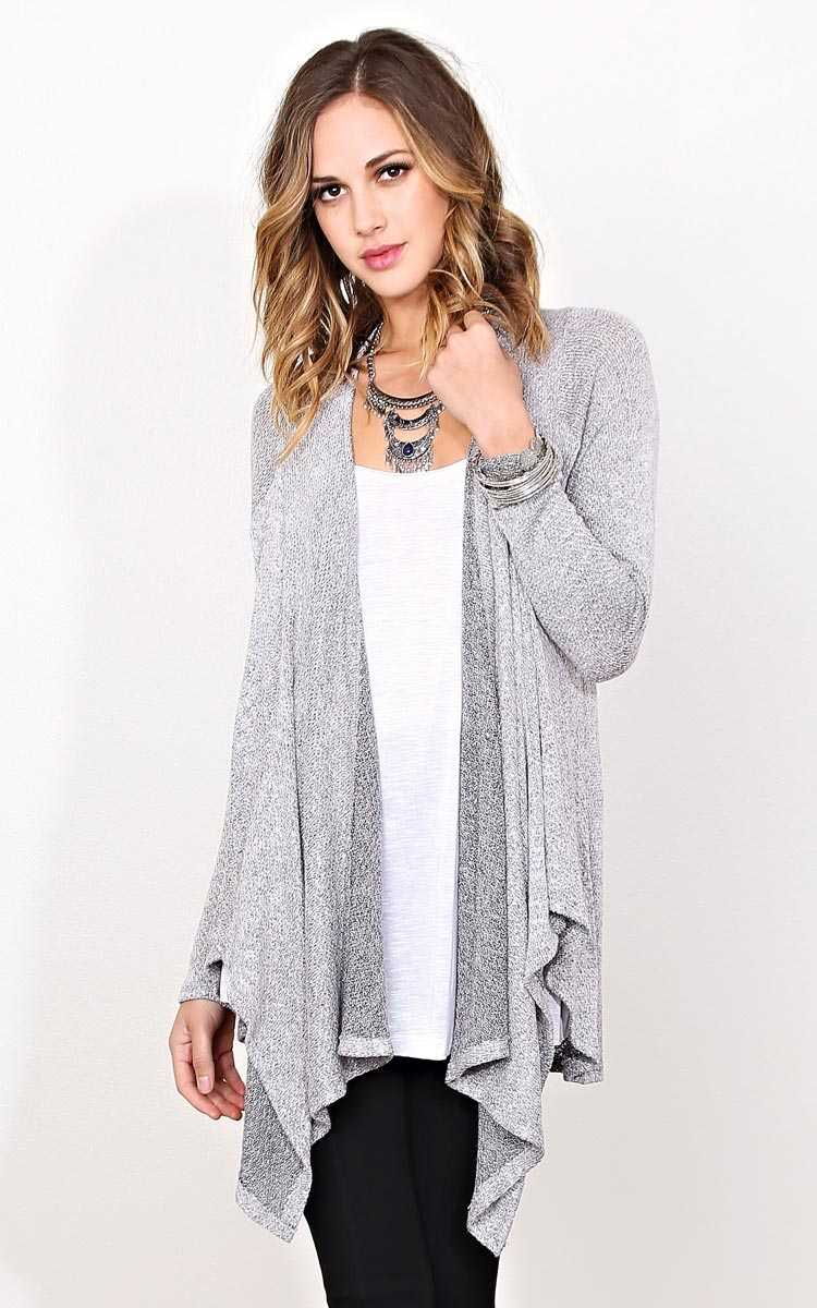 Nadine Drap Front Knit Wrap - SML - Black Combo in Size Small by Styles For Less