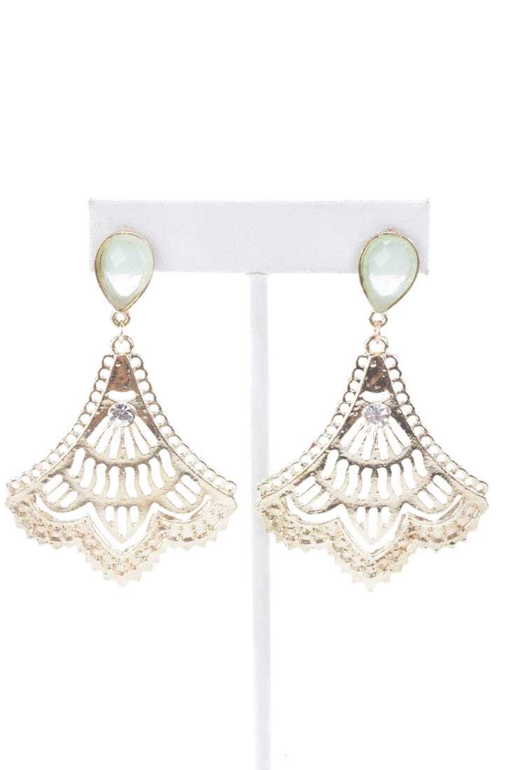 Mint Gold High Polish Intricate Faceted Beaded Earrings