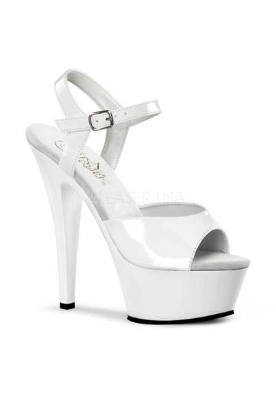 White Patent Strappy Peep Toe Platform High Heels