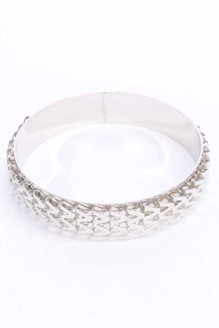 Silver Chevron Chain High Polish Bangle Bracelet