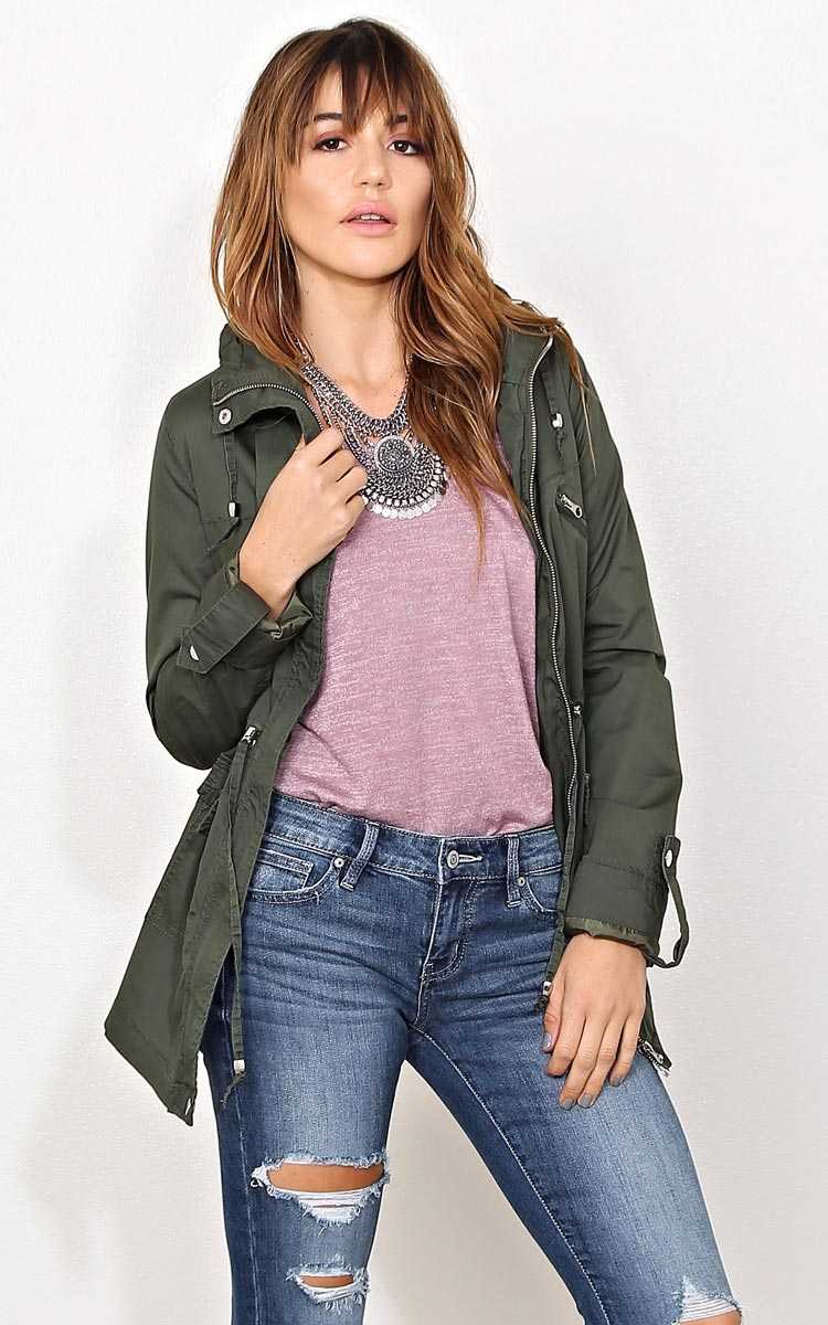 Spring Rain Woven Anorak - - Olive/Drab in Size by Styles For Less