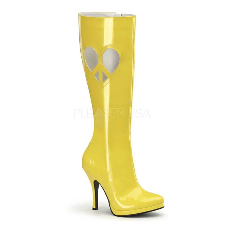 Yellow Patent Die Cut Heart Shape GoGo Boots