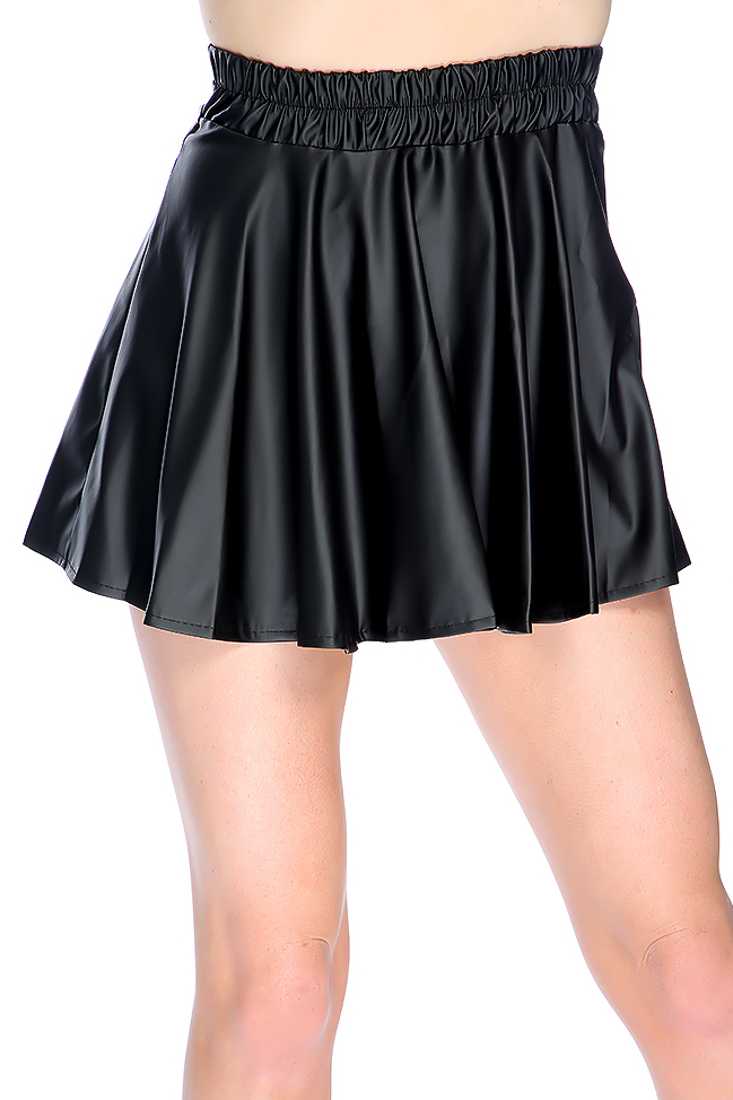 Sexy Black Faux Leather Mini Skirt