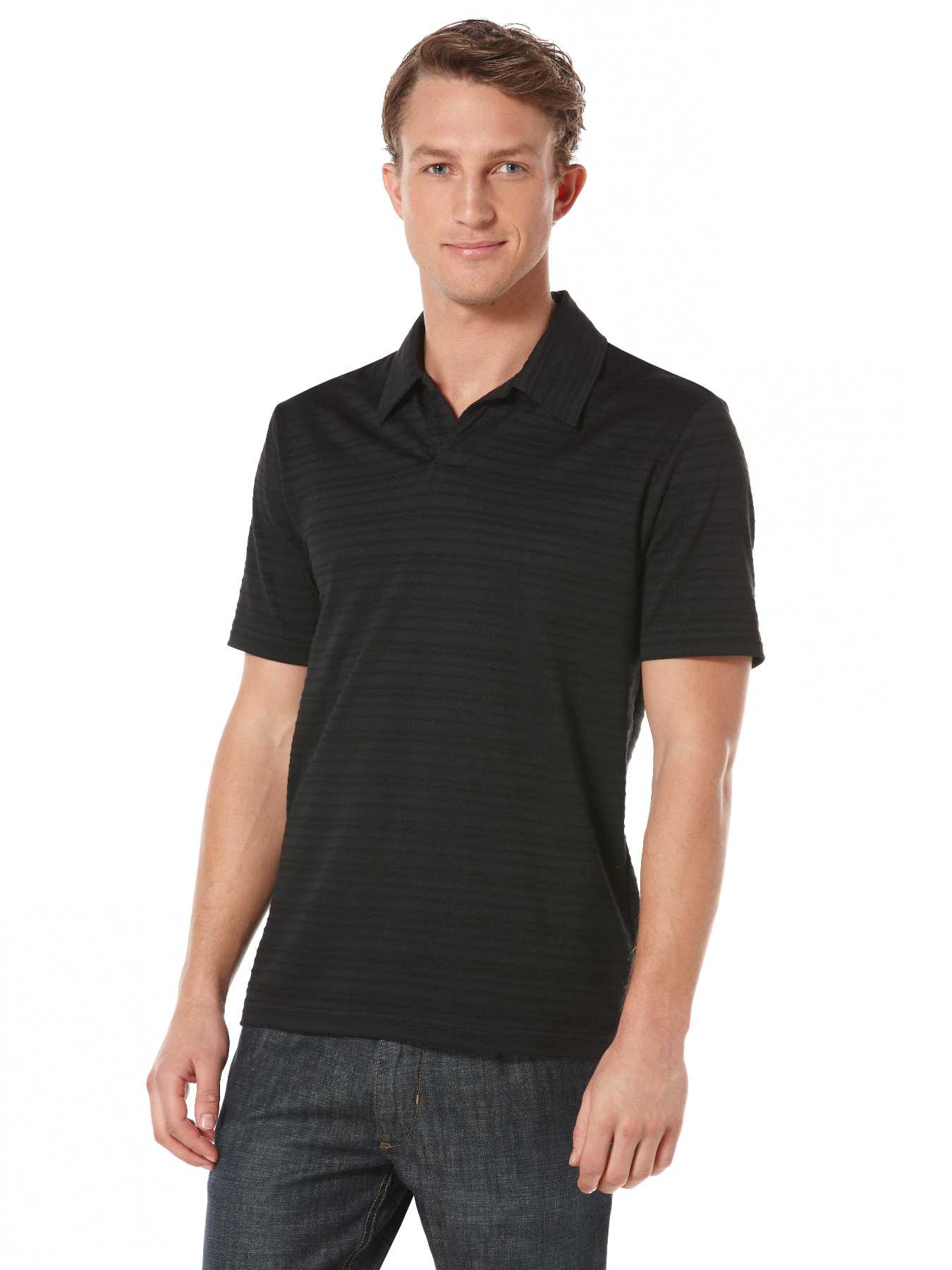Perry Ellis Open Textured Stripe Knit Polo