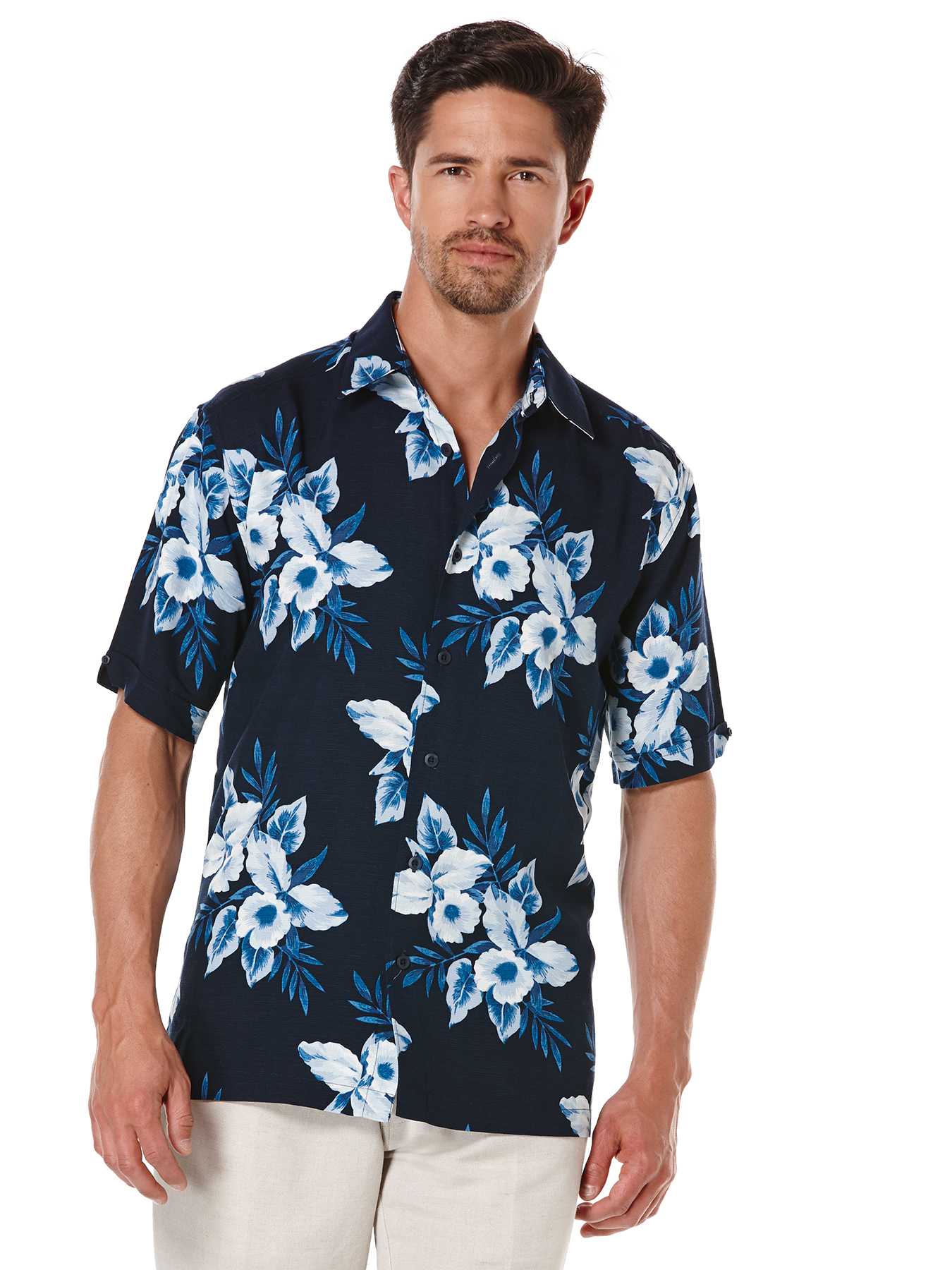Cubavera Big & Tall Short Sleeve Allover Floral Print