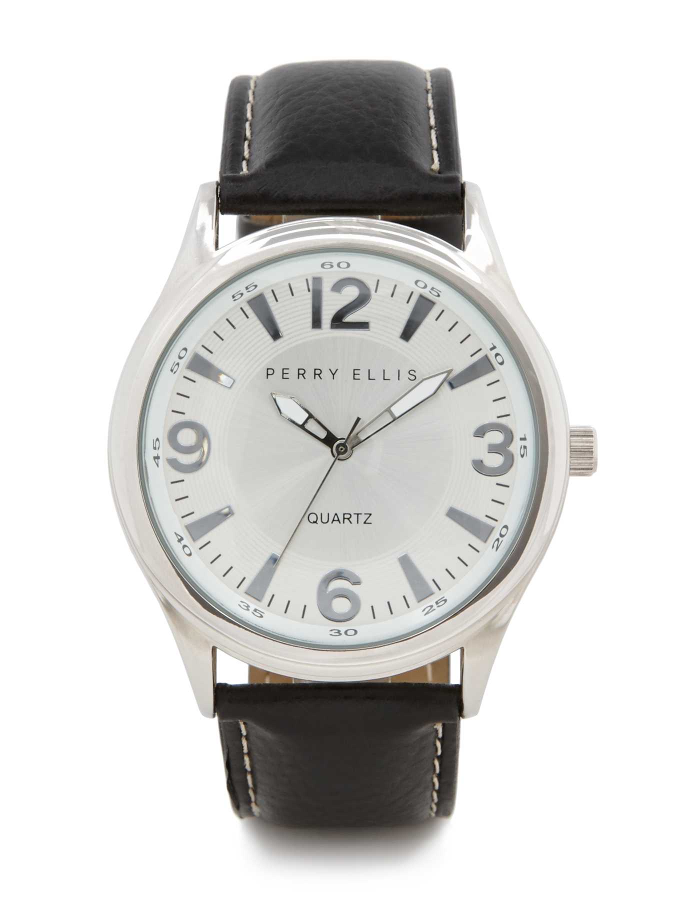 Perry Ellis Black Leather Band Watch