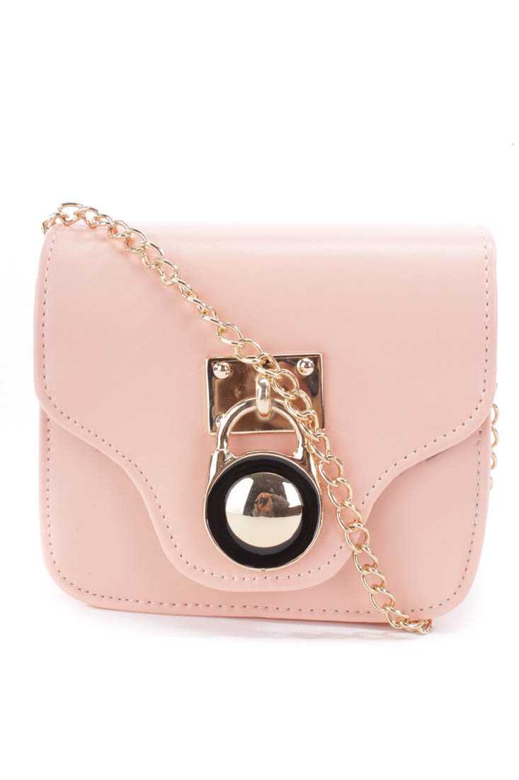 Peach Faux Leather Mini Handbag