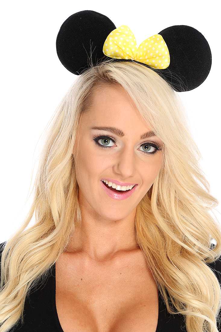Yellow Polka Dot Print Bow Mouse Ears