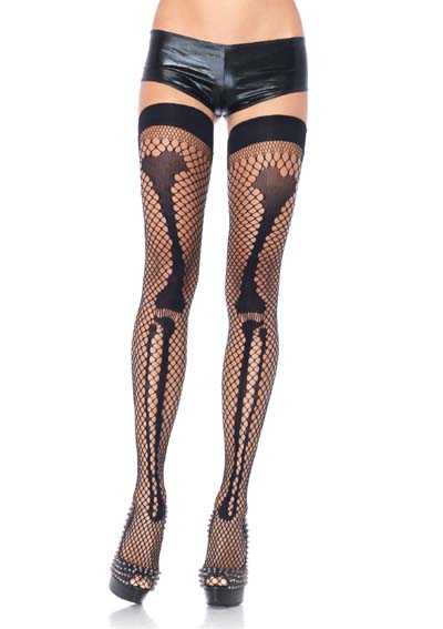 Black Leg Bone Thigh Highs