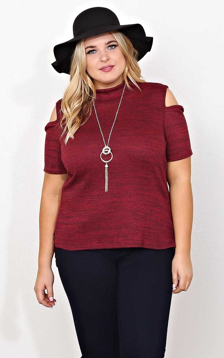 Plus Size Miranda Necklace Top - Burgundy in Size by Styles For Less