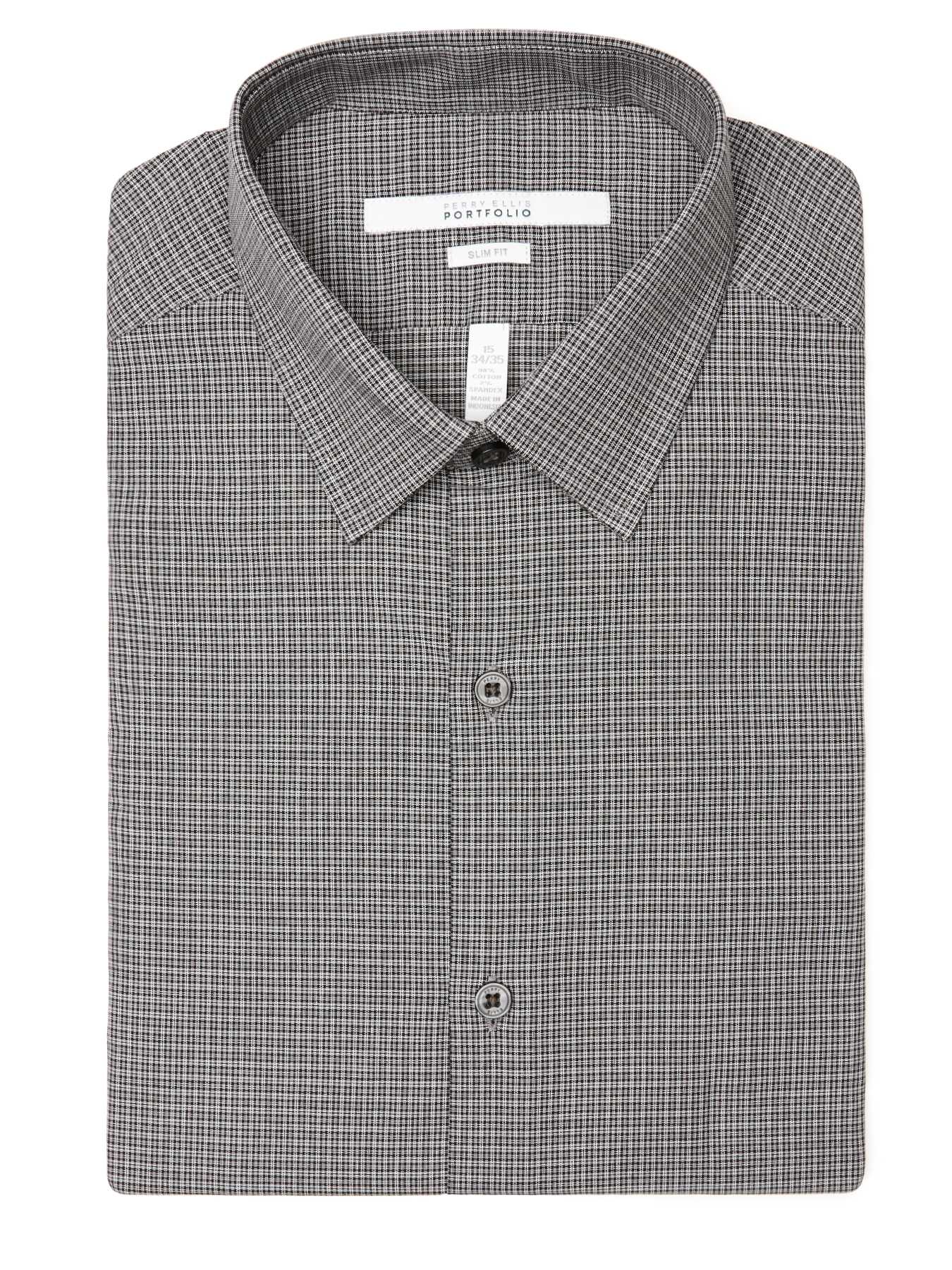 Perry Ellis Slim Fine Line Check Dress Shirt