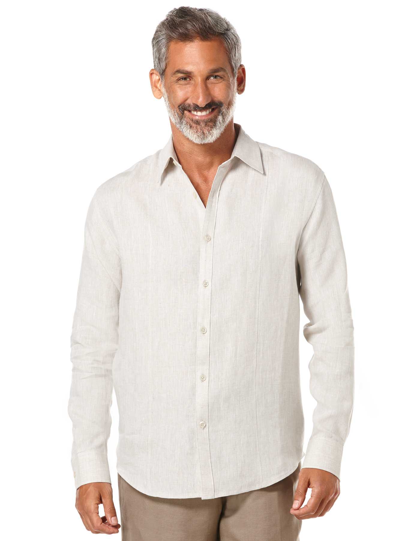 Cubavera Big & Tall 100 % Linen Long Sleeve Front Tucks Shirt