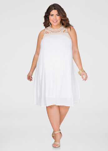 Gauze Crochet A-Line Dress