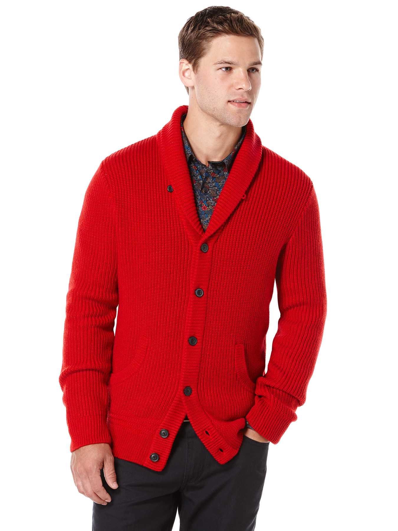 Perry Ellis Button Front Shawl Cardigan
