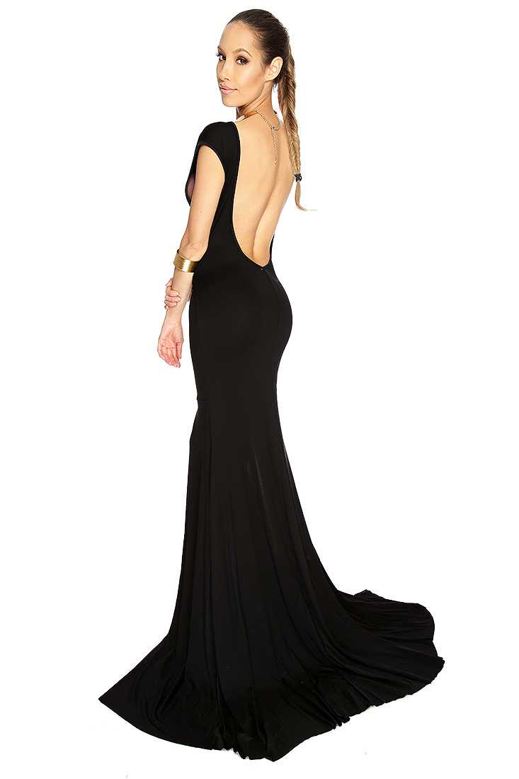 Black Backless Sexy Mermaid Maxi Dress