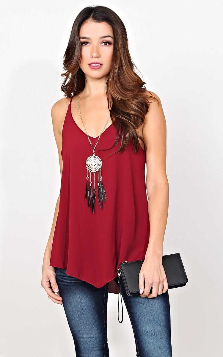 Bohemian Natural Necklace Top - - Burgundy in Size by Styles For Less