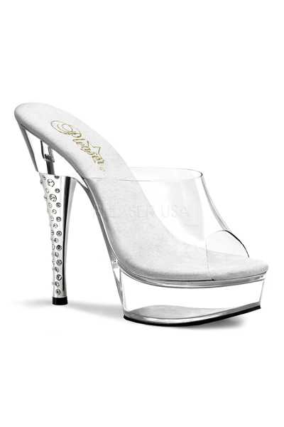 Clear Slip On Rhinestone High Heels