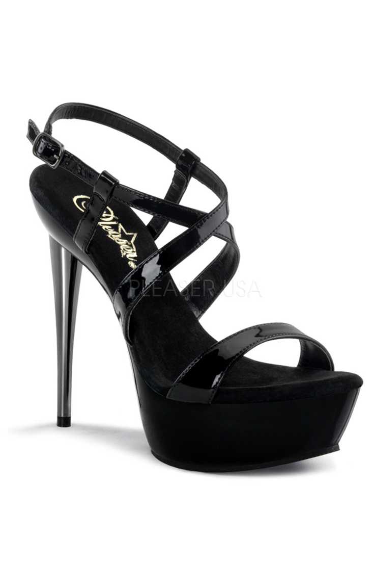 Black Ankle Strap Platform High Heels Patent
