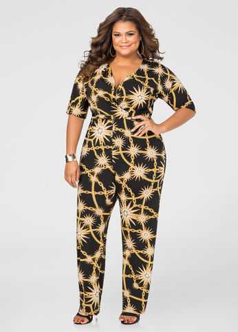 Surplice Status Print Jumpsuit