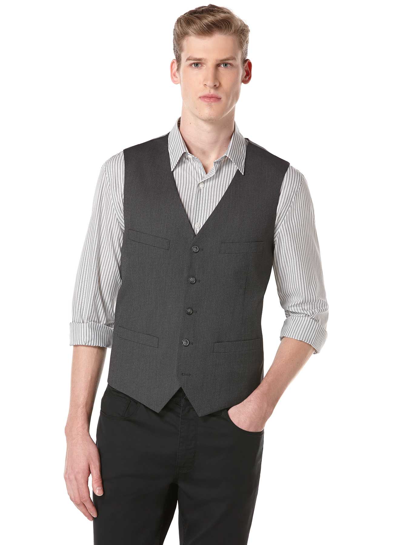 Perry Ellis Mini Houndstooth Suit Vest