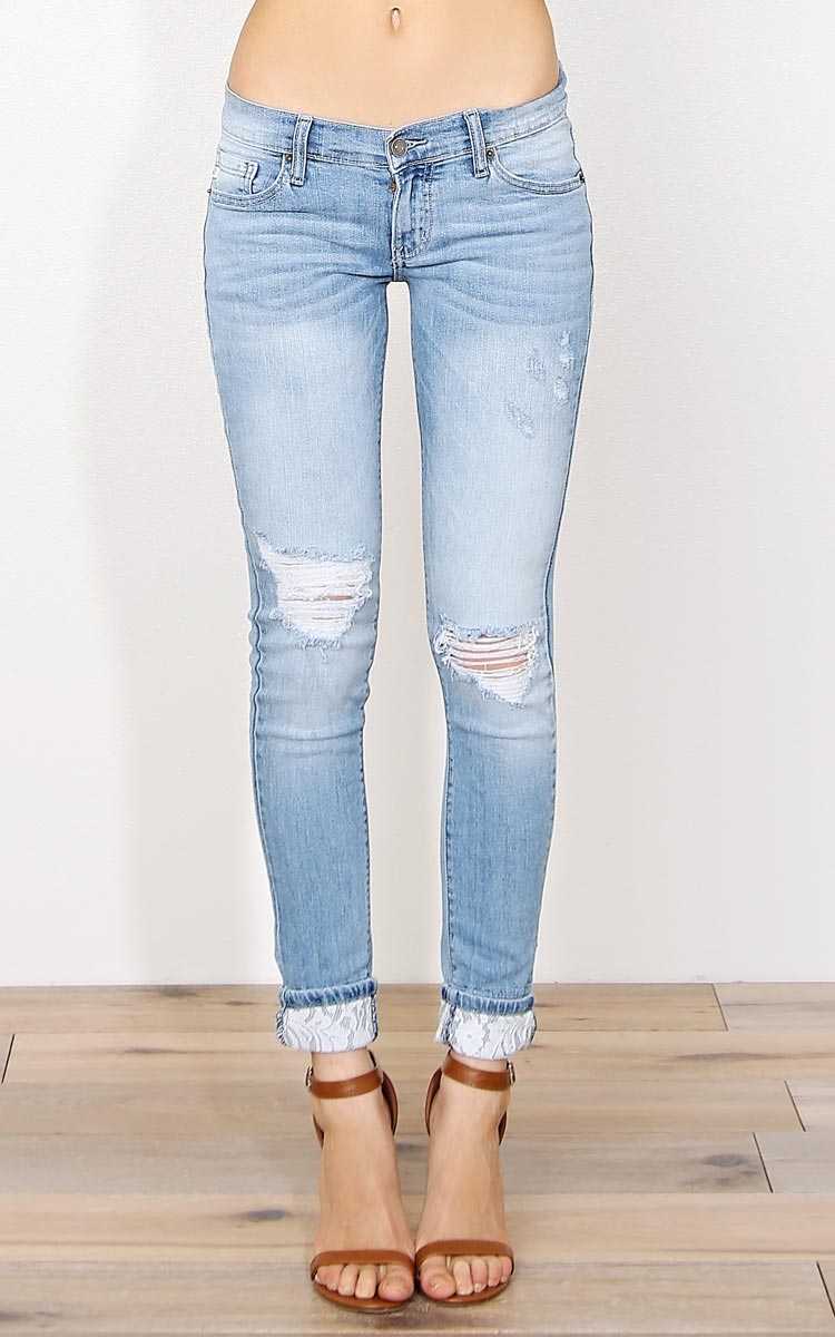 Amaya Denim Skinny Jeans - Lt Destroyed in Size by Styles For Less