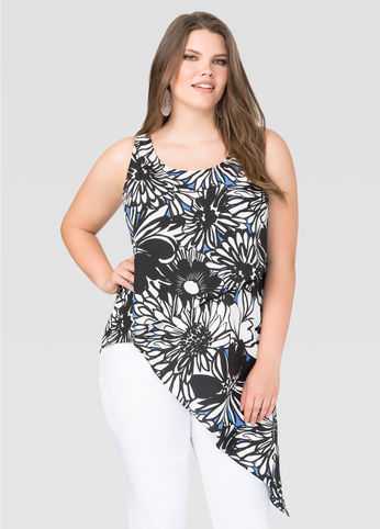 Floral Layered Asymmetrical Tank