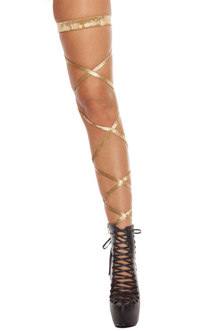 Gold Velvet Leg Strap with Attached Garter
