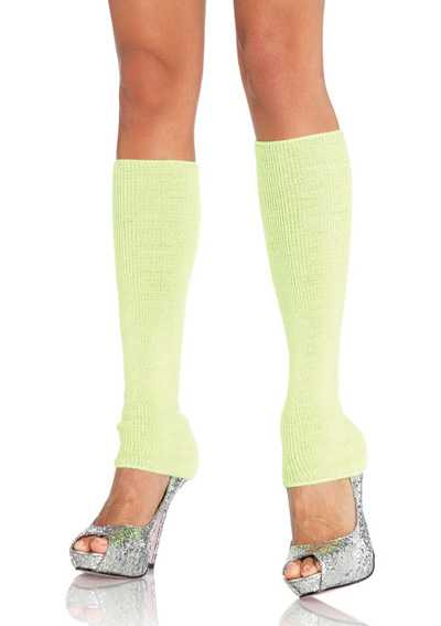 NEON GREEN RIBBED LEG WARMERS
