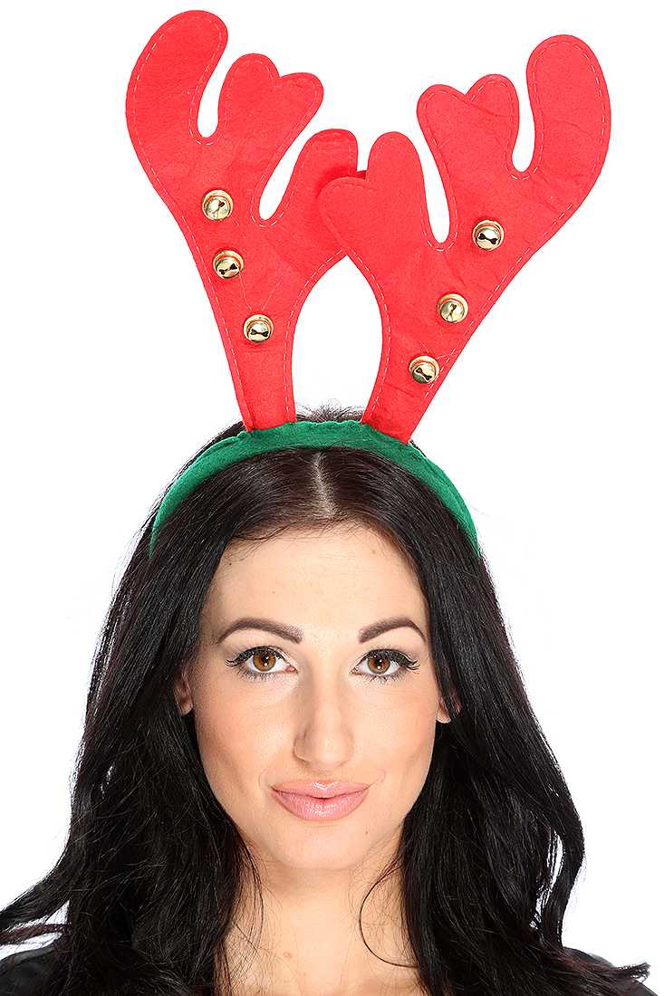 1 PC Green Red Reindeer Ear Headband