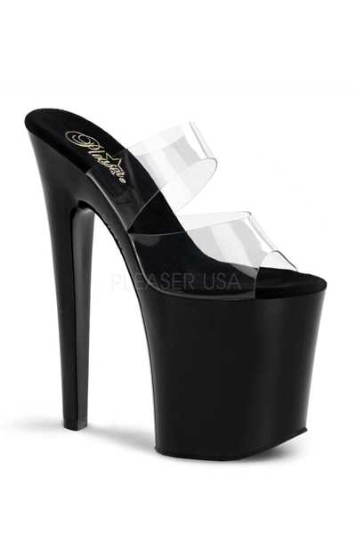 Clear Black Slip On Platform High Heels