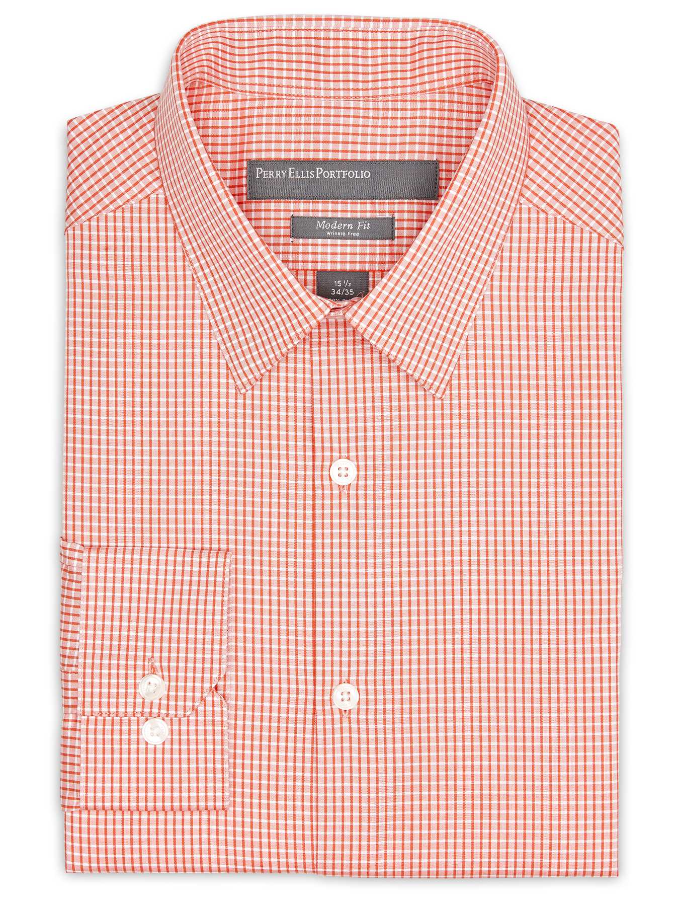 Perry Ellis Slim Fit Grid Check Dress Shirt