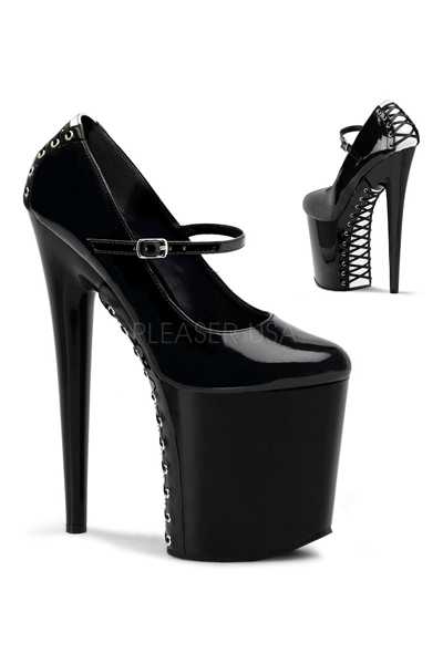 Black White Maryjane Corset Platform High Heels