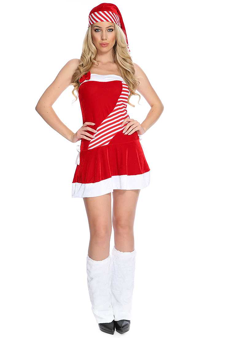 Red White Candy Cane Holiday Costume