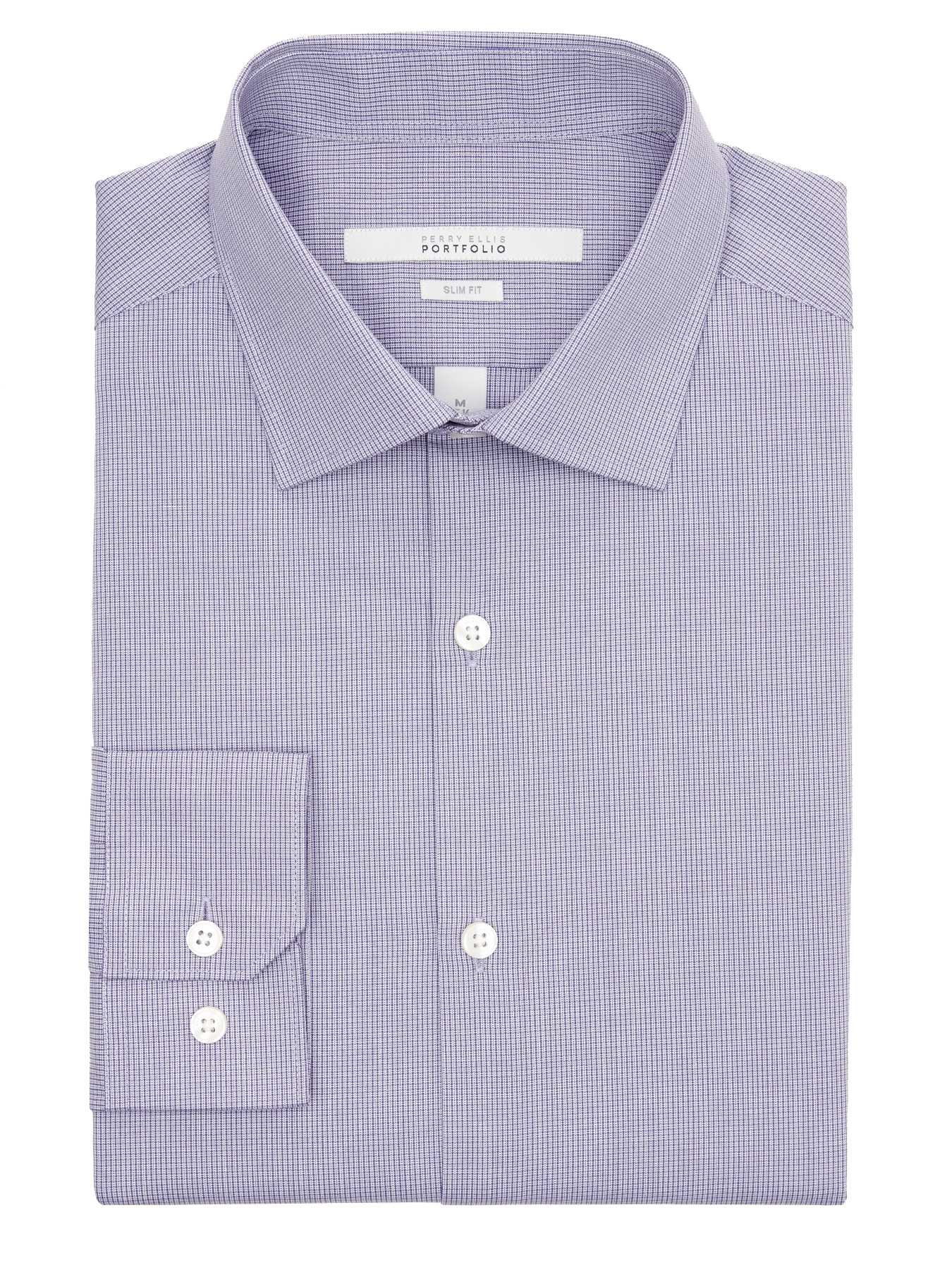 Perry Ellis Slim Fit Micro Check Dress Shirt