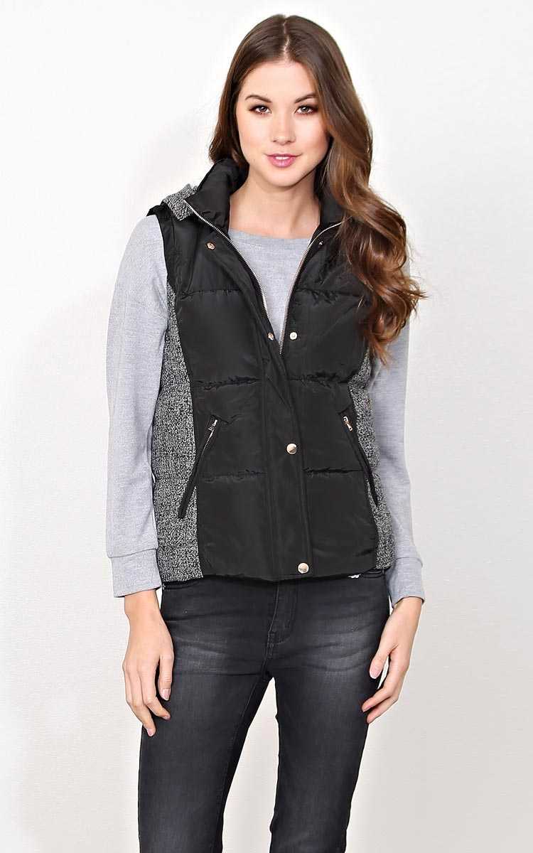 Prague Faux Fur Lined Puffer Vest - - Black in Size by Styles For Less