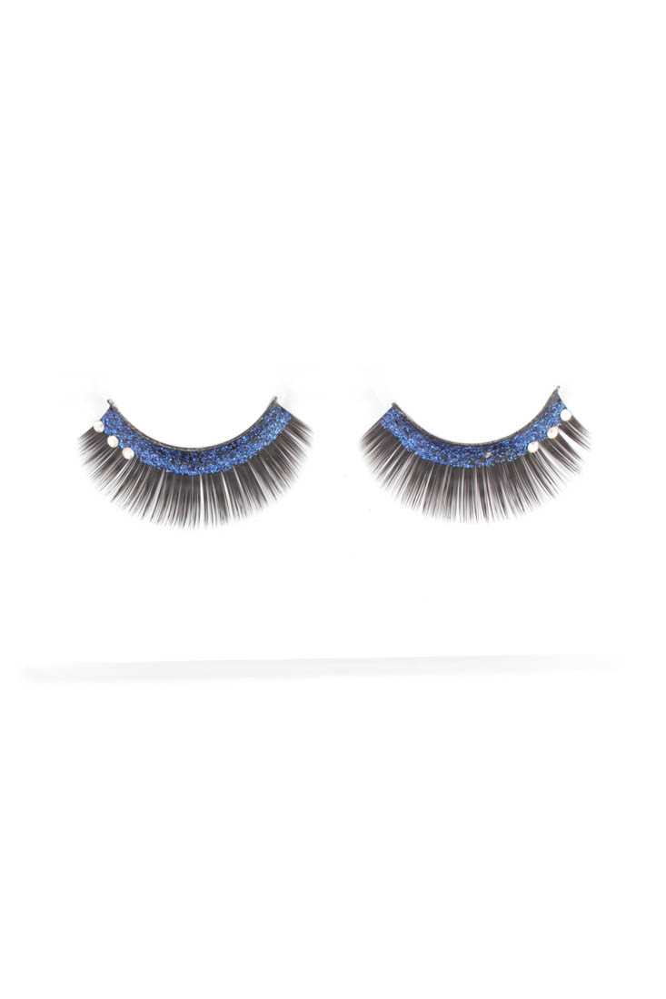 Royal Blue Glitter Rhinestone Accent Faux EyeLashes