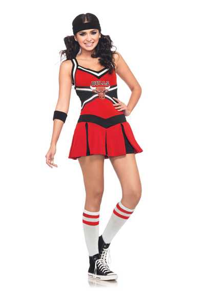 Red Black Chicago Bulls Cheerleader Licensed NBA Costume